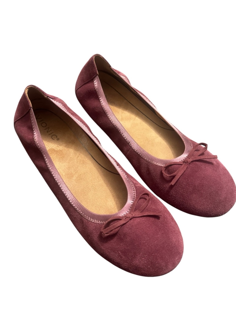 Vionic Liliana Suede Ballet Flats Burgundy Size 12